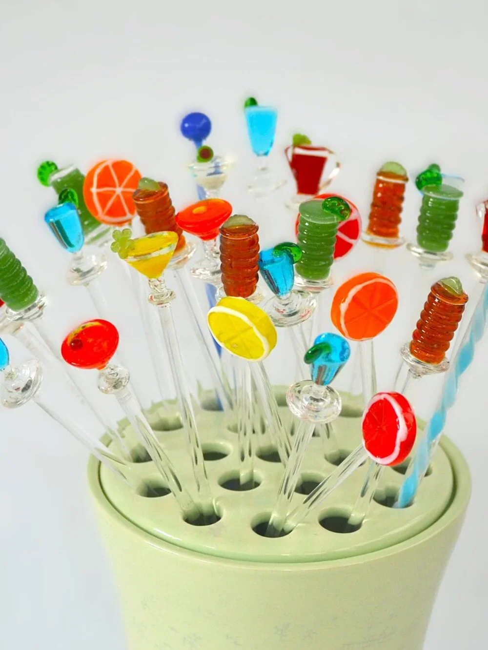 Glass Cocktail Stirrers Swizzlers Multicolor Barware